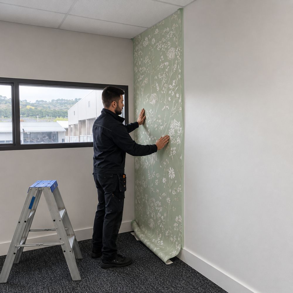 Professional wallpaper installation process